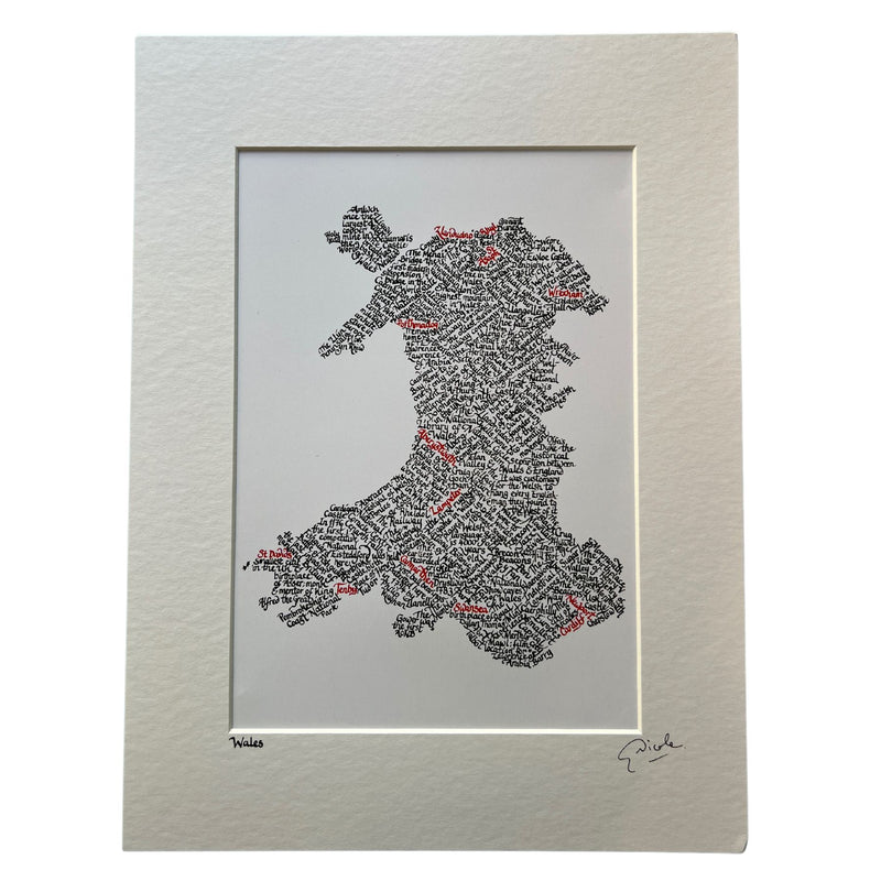 Caligraphy print of Wales