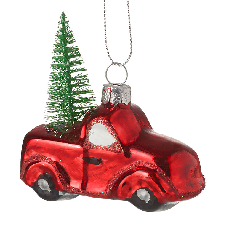 Red Glass Car with Tree