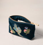 Elizabeth Scarlett Ink Blue Flying Parrots Pouches