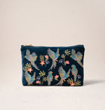 Elizabeth Scarlett Ink Blue Flying Parrots Pouches