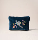 Elizabeth Scarlett Ink Blue Flying Parrots Pouches