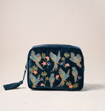 Elizabeth Scarlett Ink Blue Flying Parrots Pouches