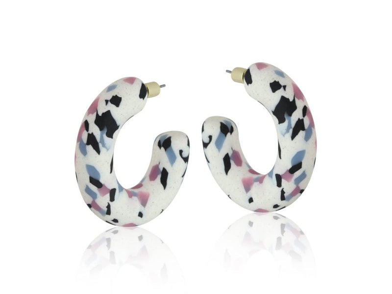 Hortense Flat Oval Resin Hoop Earrings