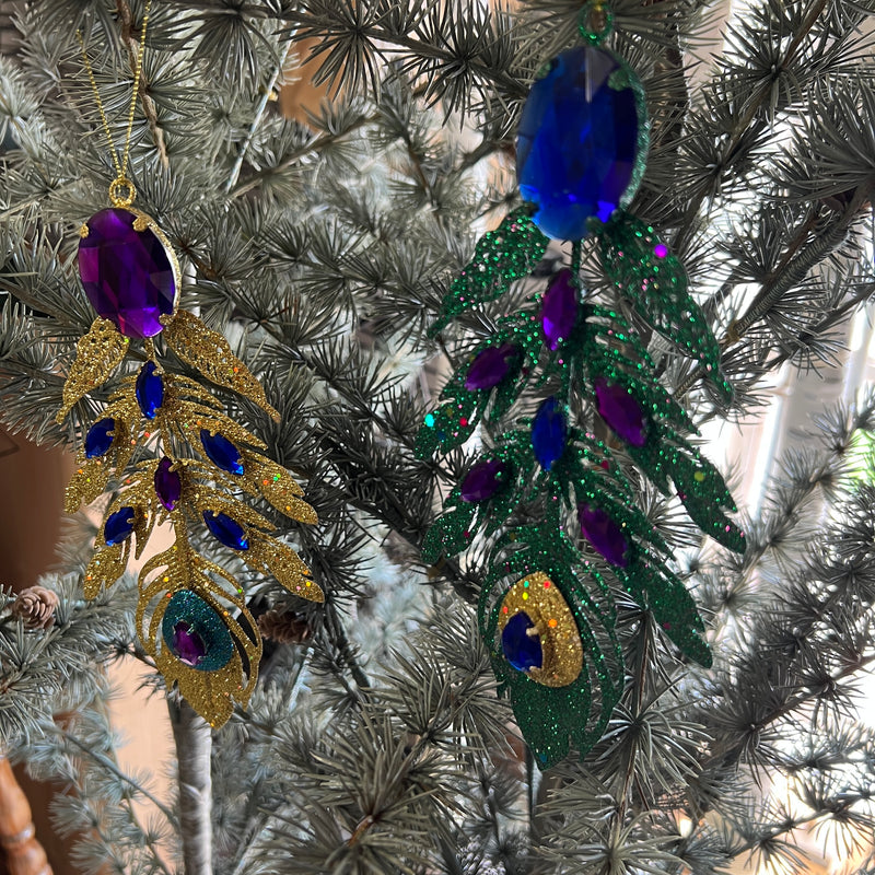 Gold  and Green Jewelled Leaves