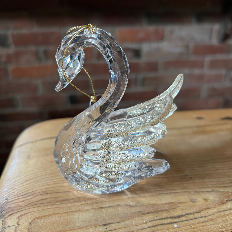 Swan Lake Gold Glitter Iridescent Tree Decoration
