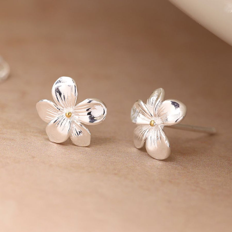 Sterling silver violet flower earrings
