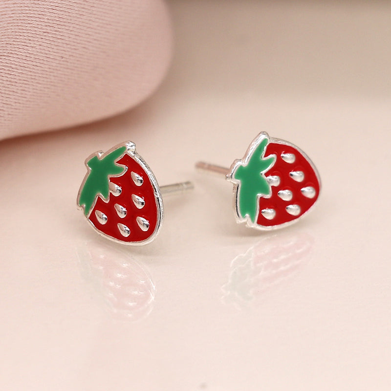 Sterling Silver Summer Strawberry Studs