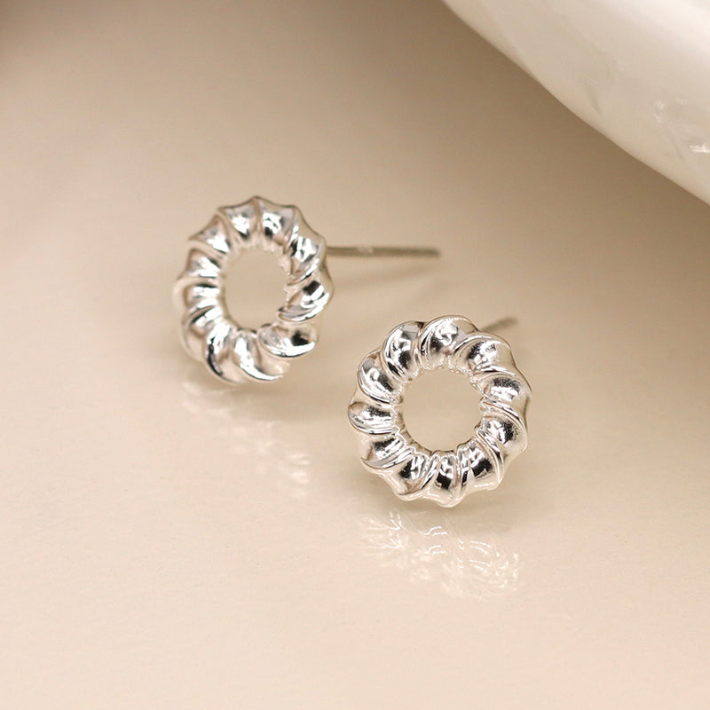 Sterling silver wave twist circle studs