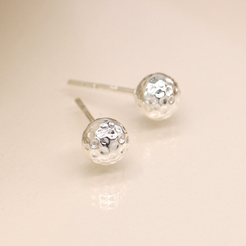 Sterling silver hammered ball earrings