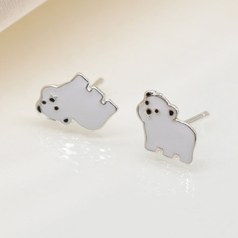 Sterling silver enamel bear earrings