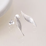 STERLING SILVER BRUSHED MARQUIS TWIST STUD EARRINGS