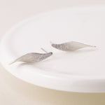 STERLING SILVER BRUSHED MARQUIS TWIST STUD EARRINGS