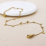 Waterproof gold plated multi disc charm anklet