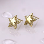 STAINLESS STEEL GOLD PLATED STAR BORDER STUD EARRINGS