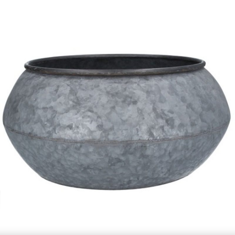 Galvanised Metal Basin Bowl, Lrg