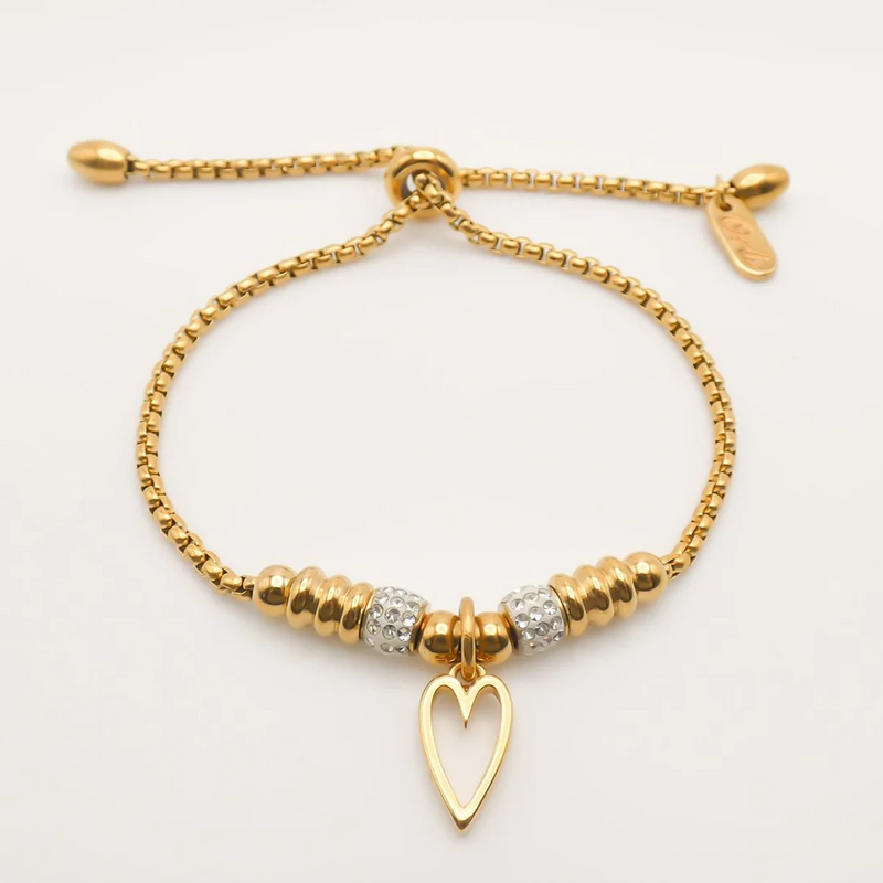 Gold Adjustable Crystal Barrel Bracelet