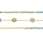 Daphne pack of three beaded anklets