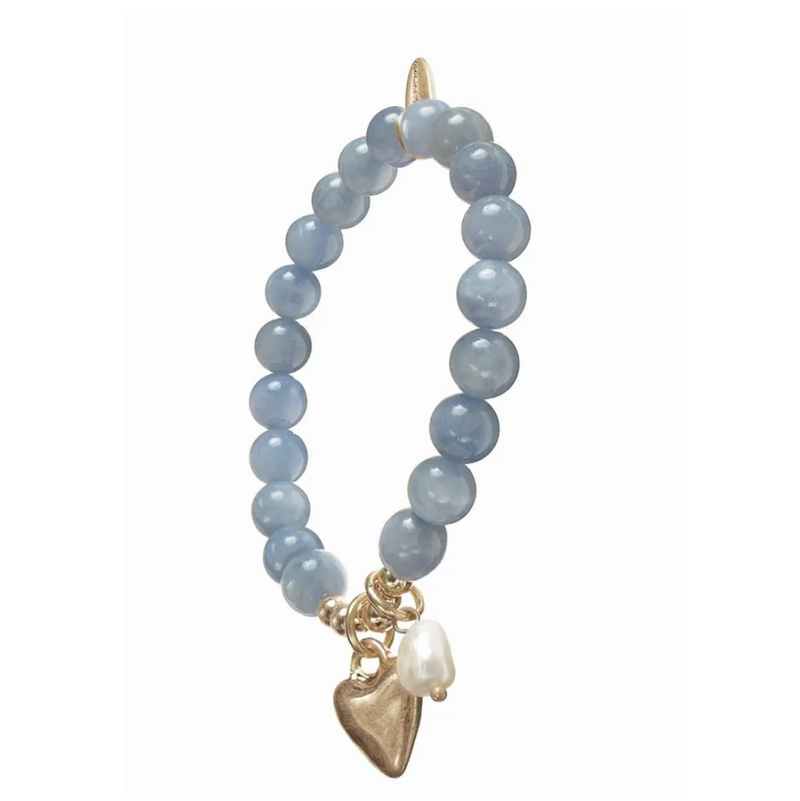 Stone Bead Blue and Gold Bracelet