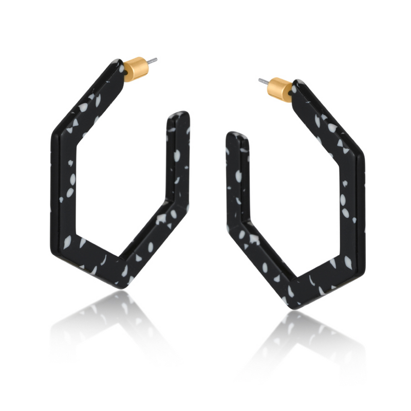 Marseille Hexagon Large Resin Hoop Earrings