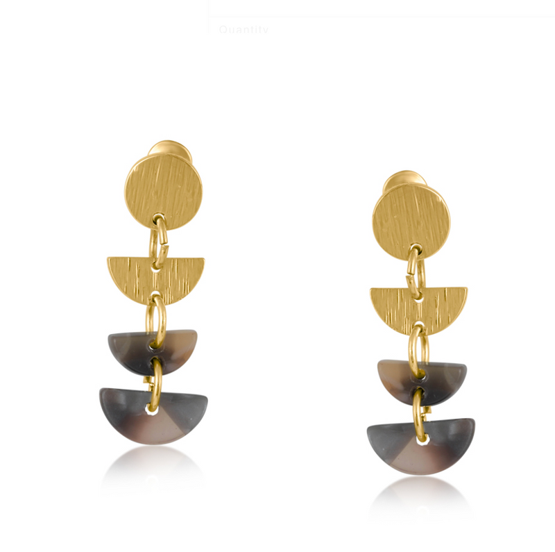 Hortense Metal Ad Resin Geo Stud Earrings