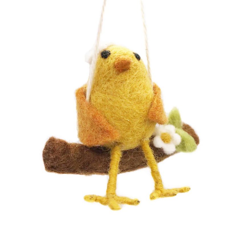 Felt Chick on Swing Decoration