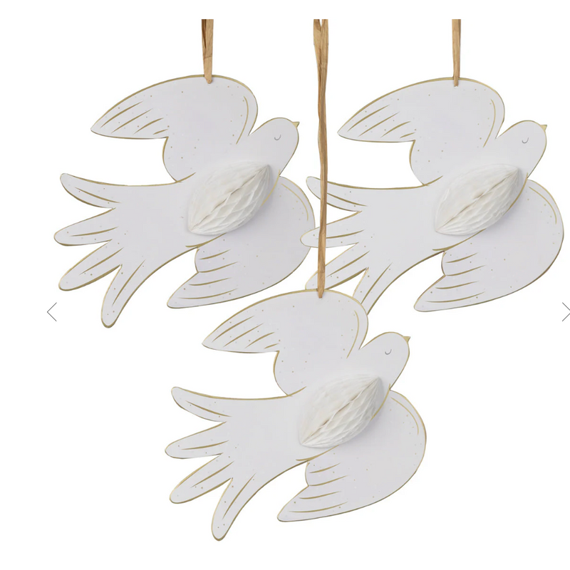 White Dove Honeycomb Hanging Decorations