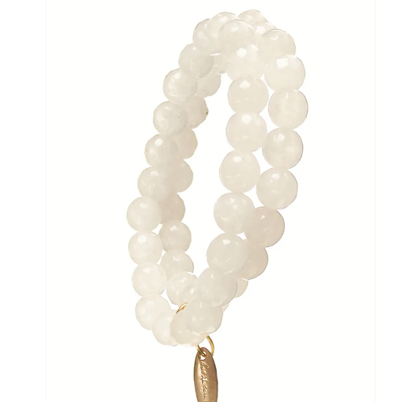 White Quartz Double Beaded Row Bracelet