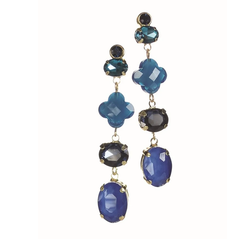 Gold and Cobalt Blue Byzantine Cross Drops