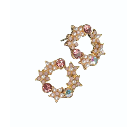 Delicate Pearl and Crystal Posy Earrings