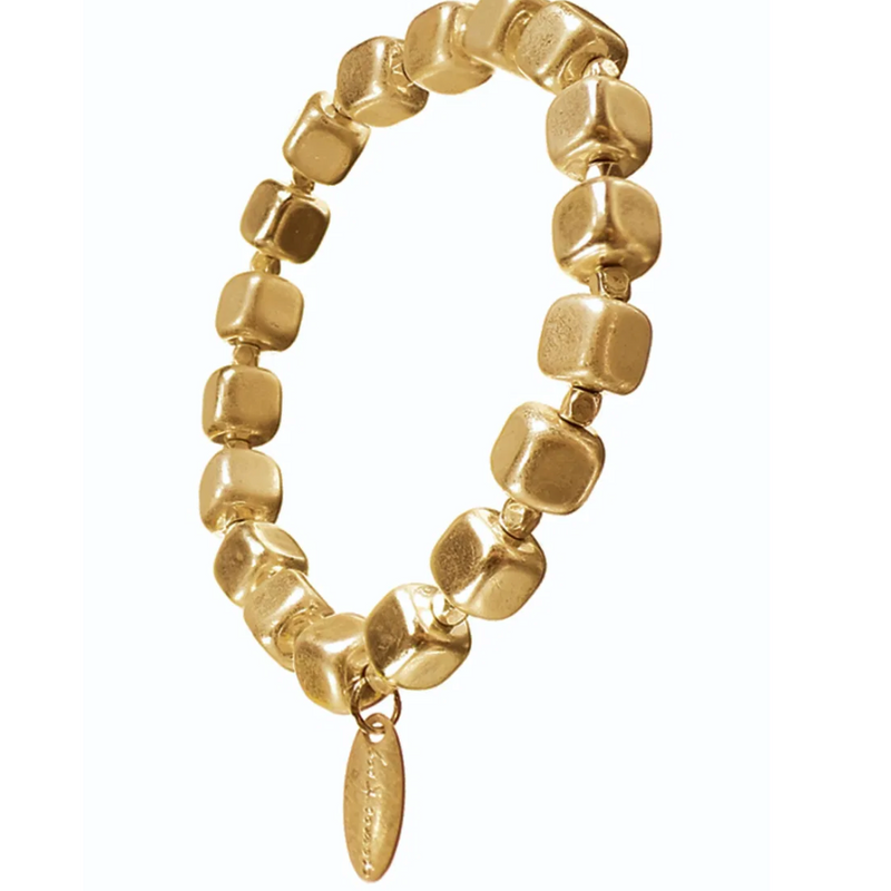 Box Clever Chain withBugle Bead Links in Worn Gold