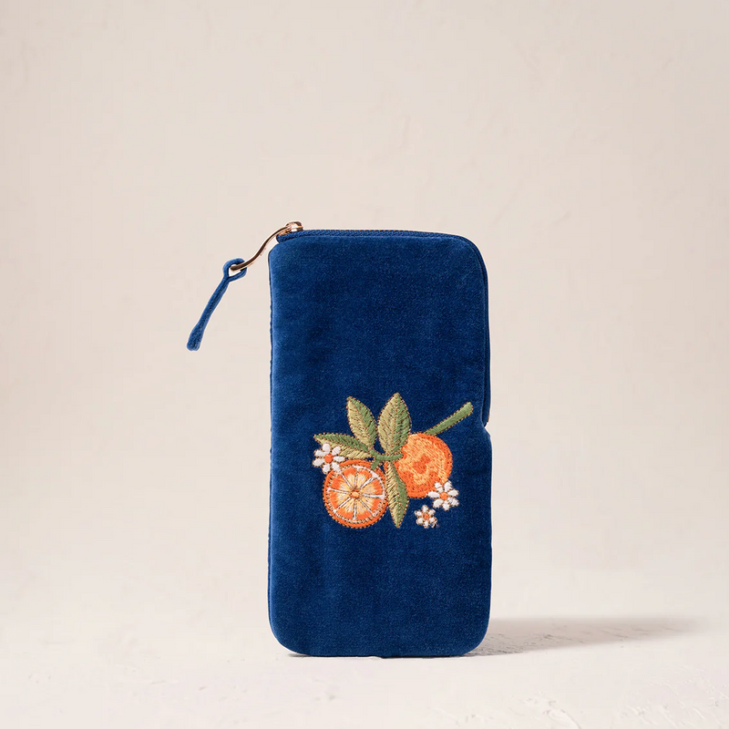 Elizabeth Scarlett Orange Blossom Cobalt Velvet Glasses Case