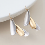 Mixed finish triple layer earrings