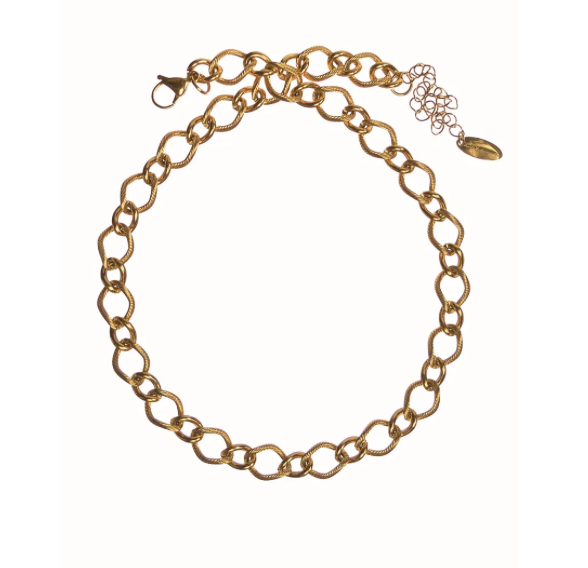 Stainless Steel linked Necklace with 18K Gold Plating