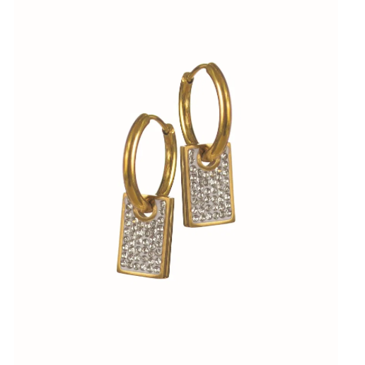 Crystal Hoop Gold & Zircon Earrings