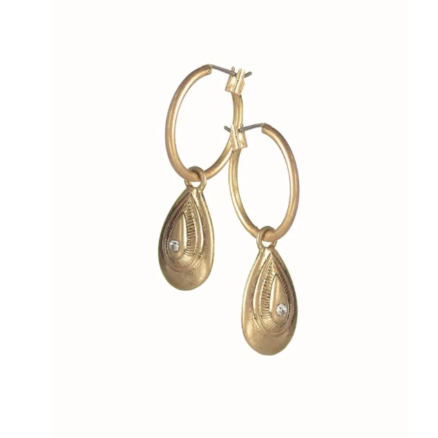 Worn Gold Tear Drop Earrings