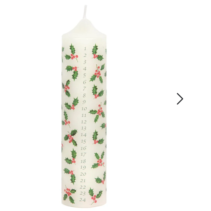 Botanical Holly Christmas Pillar Advent Candles