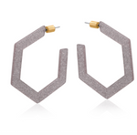 Emmauela Resin Hexagon Statement Hoop Earrings
