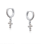 Cerenity Matte Cross Of Pearls Petite Earrings