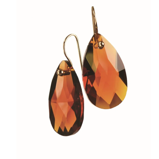 Facetted Teardrop on Fish Hook Earrings
