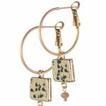 Stone Square Captured on Hoop Earrings