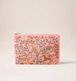 Elizabeth Scarlett Tree of Life Velvet Wash Bag - Blush Pink