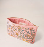 Elizabeth Scarlett Tree of Life Velvet Wash Bag - Blush Pink