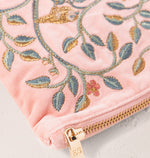 Elizabeth Scarlett Tree of Life Velvet Wash Bag - Blush Pink
