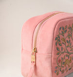 Elizabeth Scarlett Tree of Life Velvet Wash Bag - Blush Pink