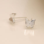 Sterling silver foil texture butterfly studs