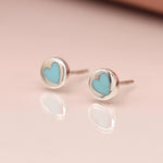 Sterling silver and turquoise heart earrings