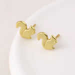 Gold plated silver squirrel stud earrings