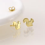 Gold plated silver squirrel stud earrings