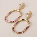 Golden and pink bead mix stadium earrings
