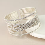 Silver plated multistrand crossover crystal bracelet